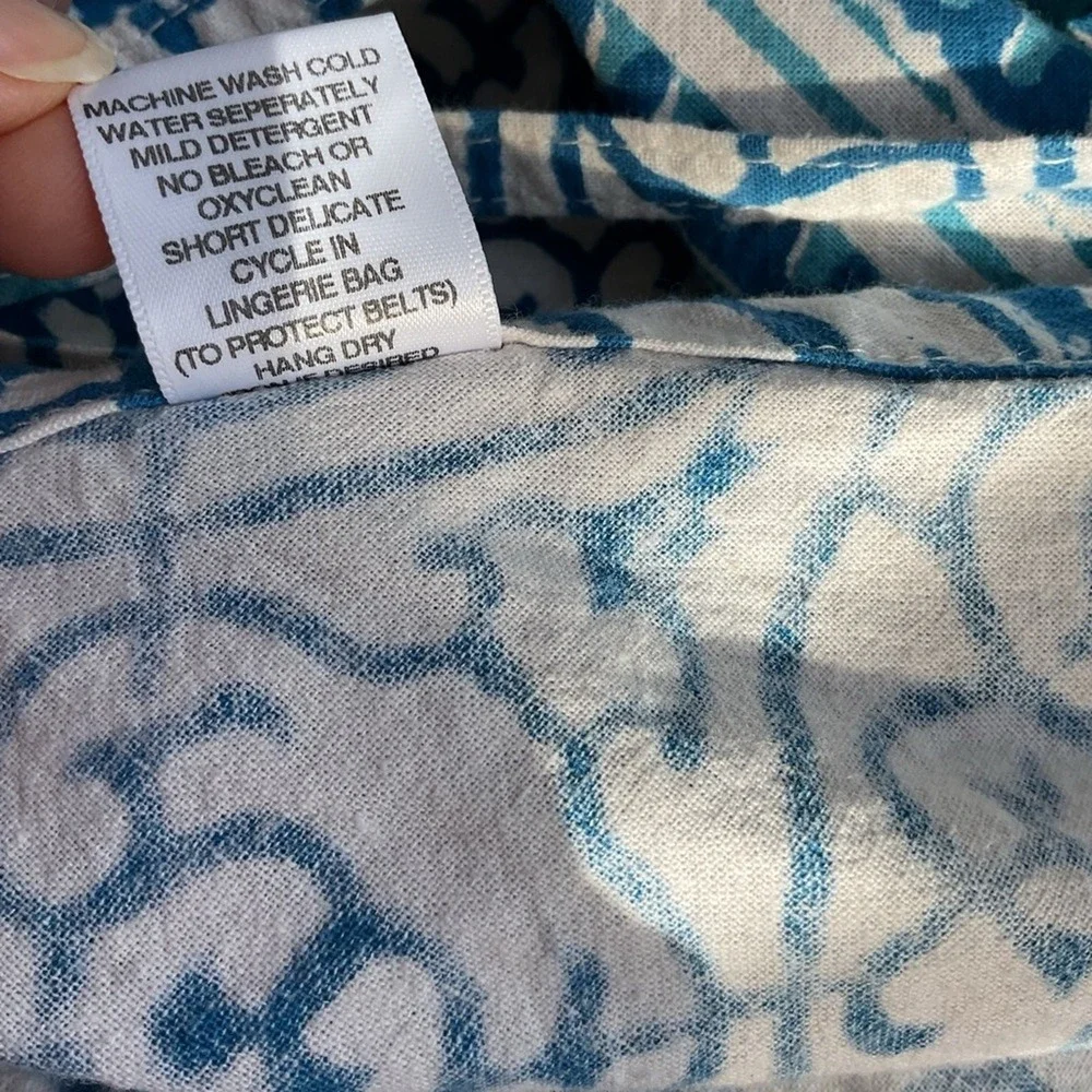 John & Mickie blue and white Print Cotton Maxi Wrap Dress Size 2 - Picture 11 of 14